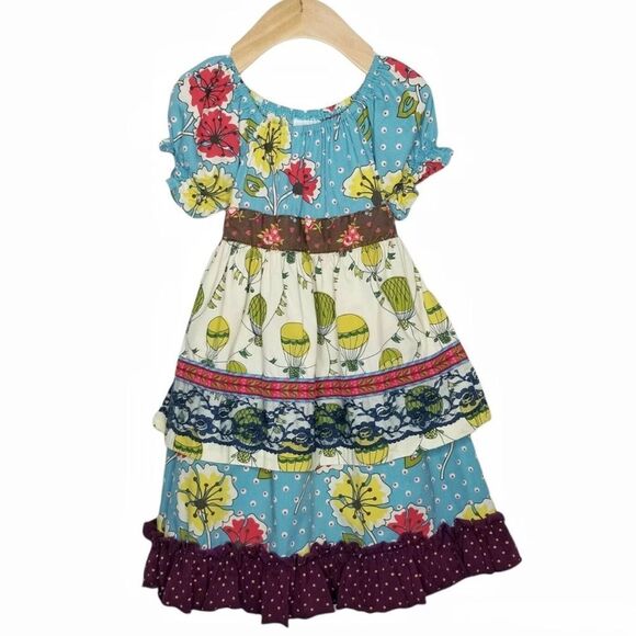 Matilda Jane Floral Dot Hot Air Balloon Apron Dress Paint By Numbers Size 2 - Picture 2 of 8